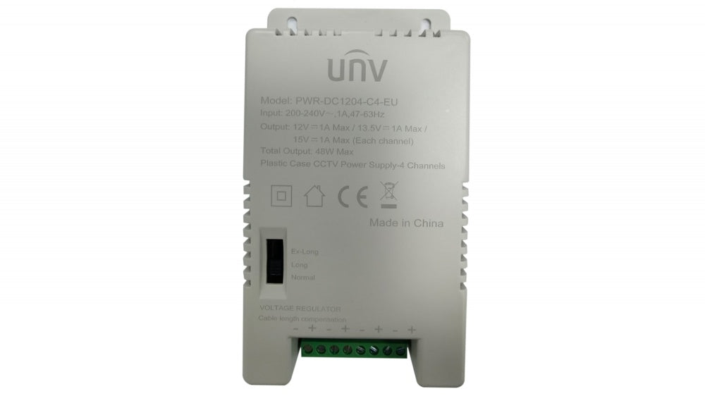 კვების ბლოკი ანალოგური კამერისთვის - 4 არხის მხარდაჭერით - Uniview