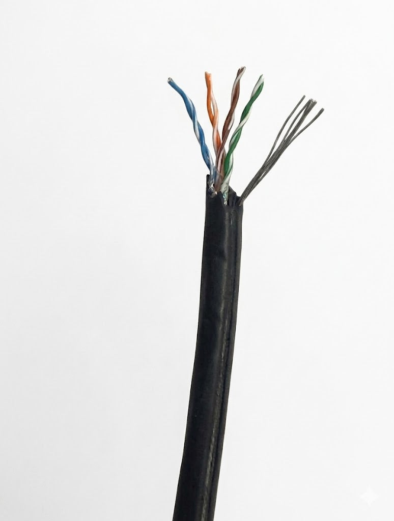 ქსელის კაბელი გარე მონტაჟის (ტროსით) CAT 5e U/UTP 4x2x24 AWG-CU - PE - DATA CABLE with MESSENGER (Z11441-AP) - MekasKablo