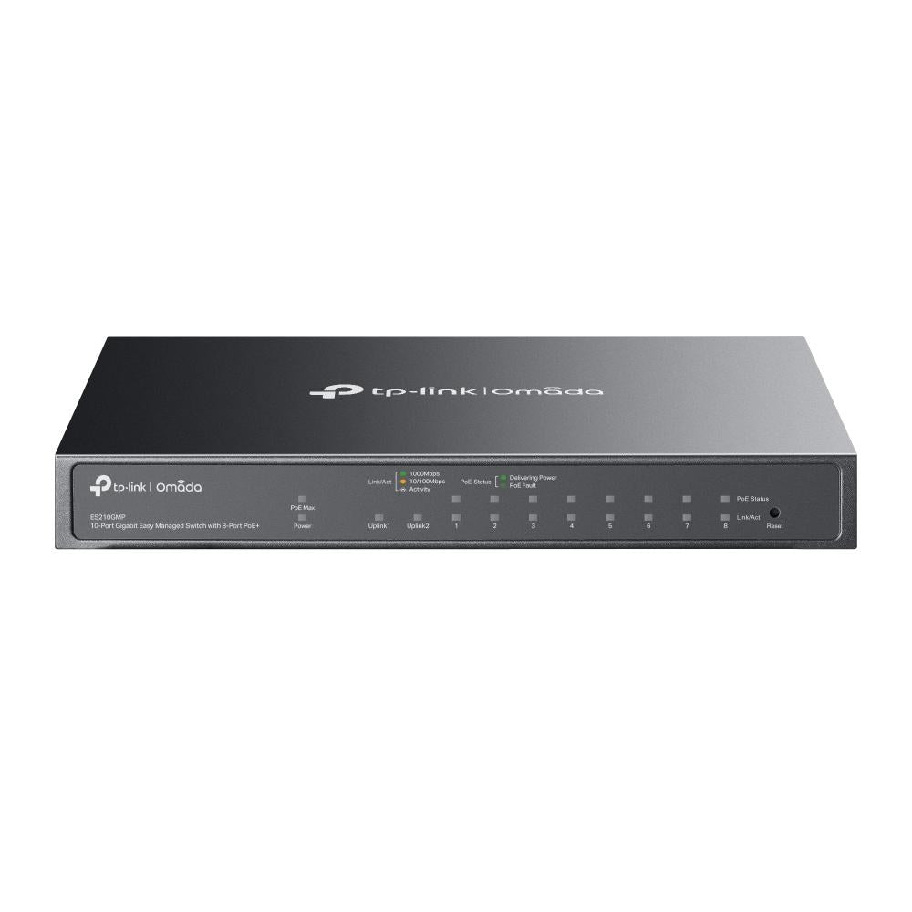 TP-Link, ES210GMP, Omada 10-Port Gigabit Easy Managed Switch with 8-Port PoE+