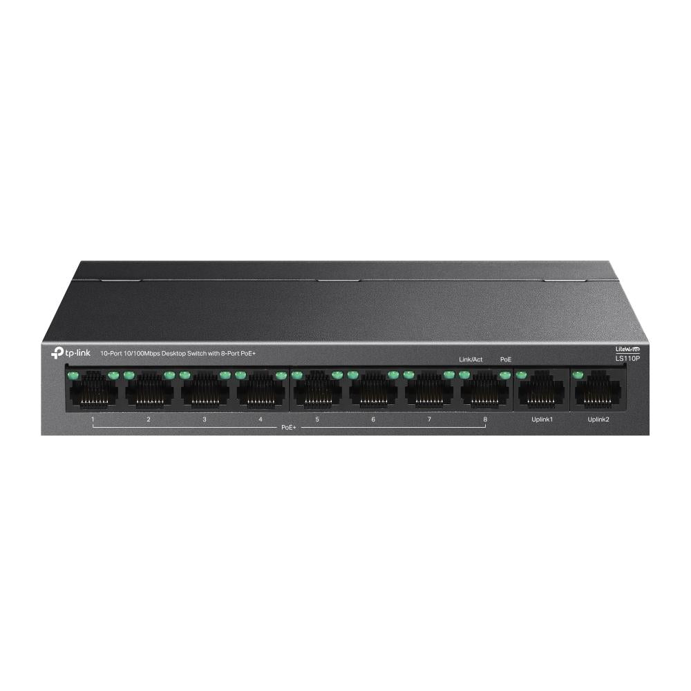 TP-Link, LS110P, 10-Port 10/100Mbps Desktop Switch with 8-Port 802.3at PoE+, 96W