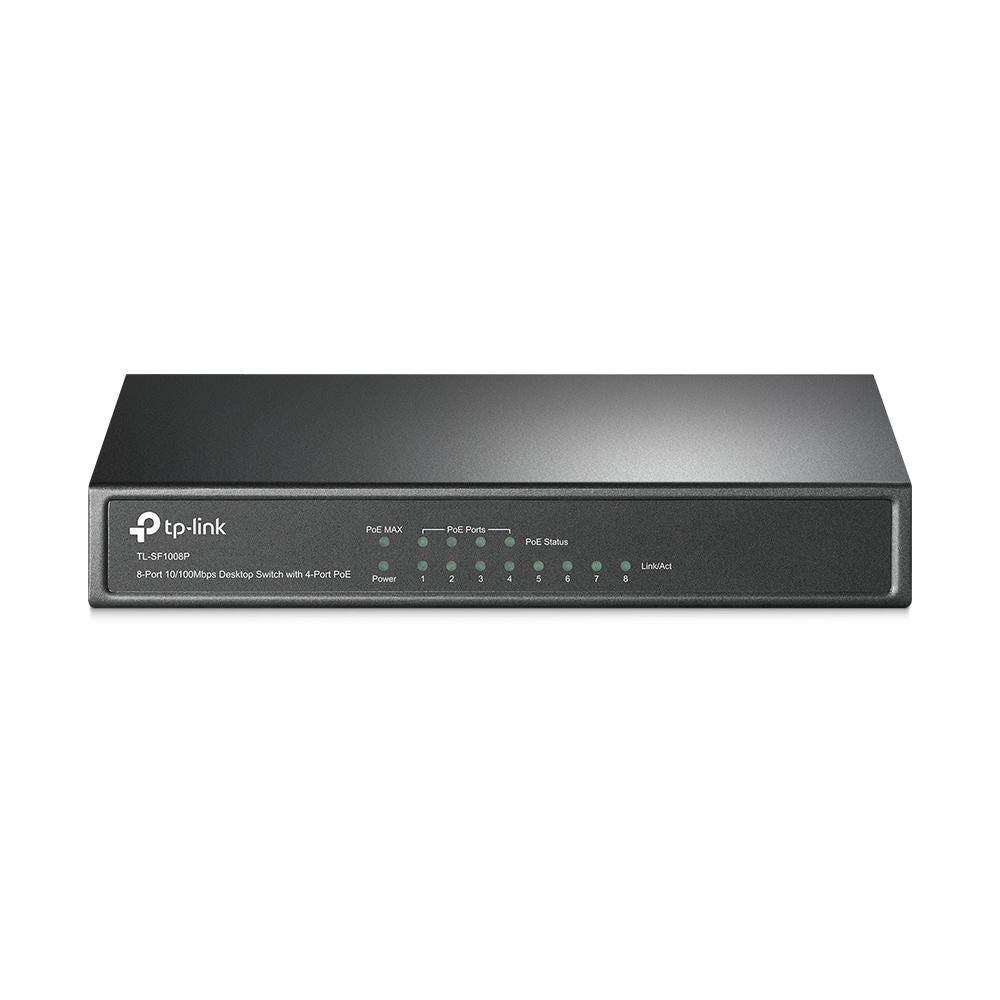 TP-Link, TL-SF1008P, 8-port 10/100M  Desktop Switch, 4 PoE 10/100M RJ45 ports, Plastic case