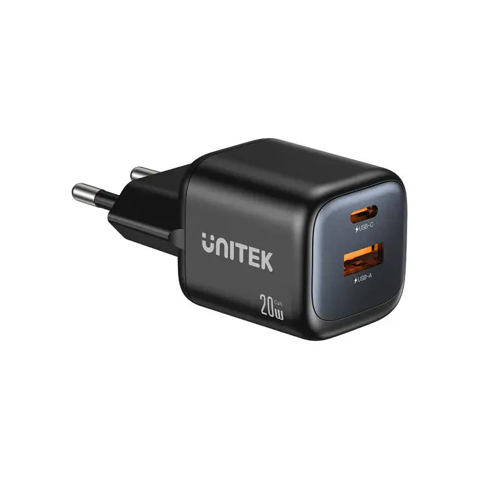 P1128A-EU, UNITEK, Power Supply, 20W 2-Port Wall GaN Charger.