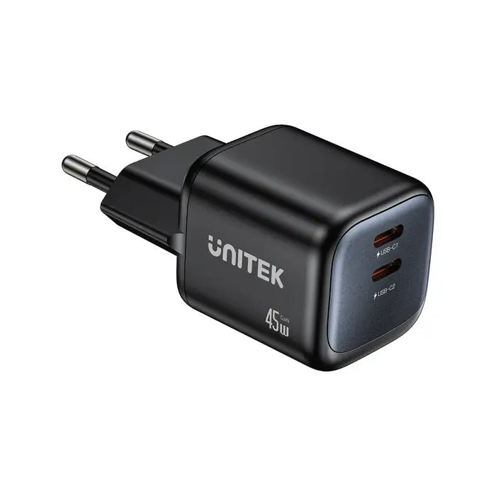 P1129A-EU, UNITEK, Power Supply, 45W 2-Port Wall GaN Charger.