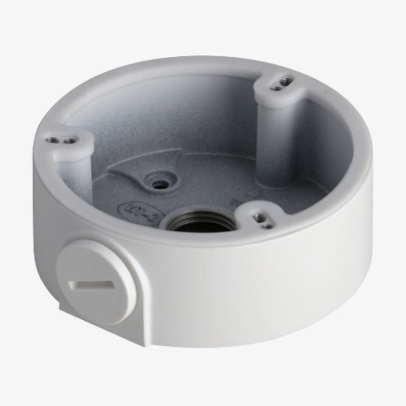 PFA135 ალუმინის საკომუტაციო ყუთი – სამონტაჟო აქსესუარი უსაფრთხოების კამერებისთვის, 90x34.1მმ, G1/2, სახურავის გარეშე.