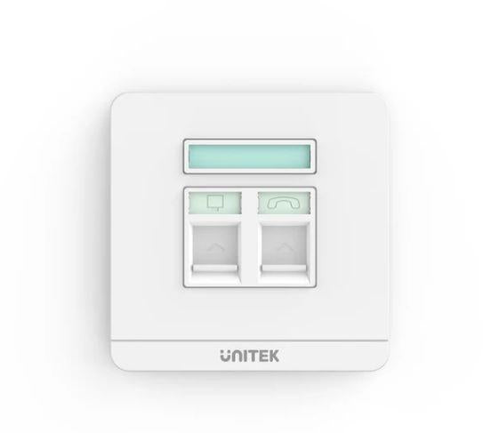 T013A UNITEK Dual RJ45 Ethernet Wall Plate Dual Port Wall Plate, 86mm x 86mm