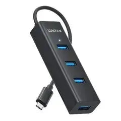 Y-3089Z01, UNITEK 4-in-1 USB-C 5Gbps Hub (4*USB-A)  Black