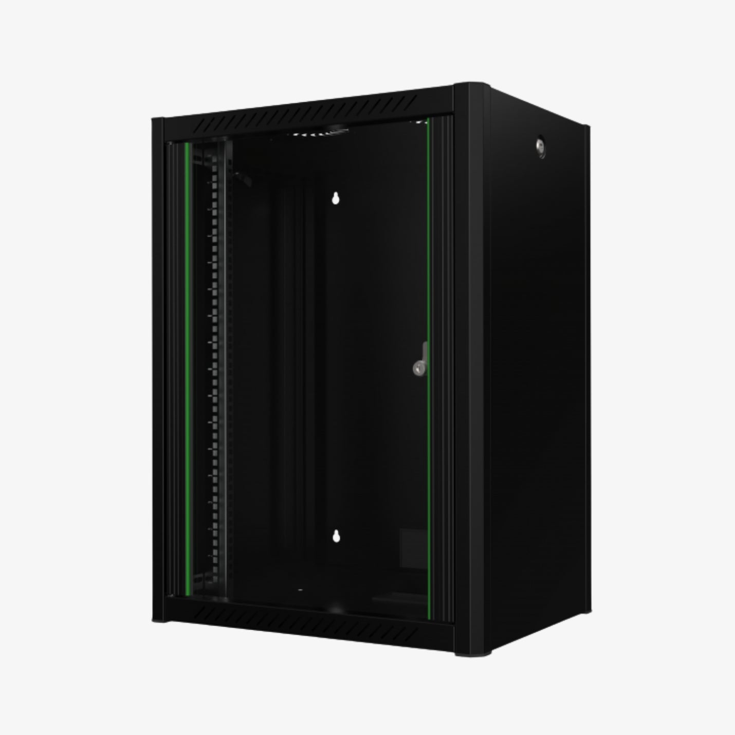 კედლის საკომუნიკაციო კარადა Mirsan 16U, 600x450მმ, შავი – გამძლე ლითონის კარადა ქსელური და სატელეკომუნიკაციო მოწყობილობებისთვის, იდეალური ოფისებისა და სერვერული ოთახებისთვის.