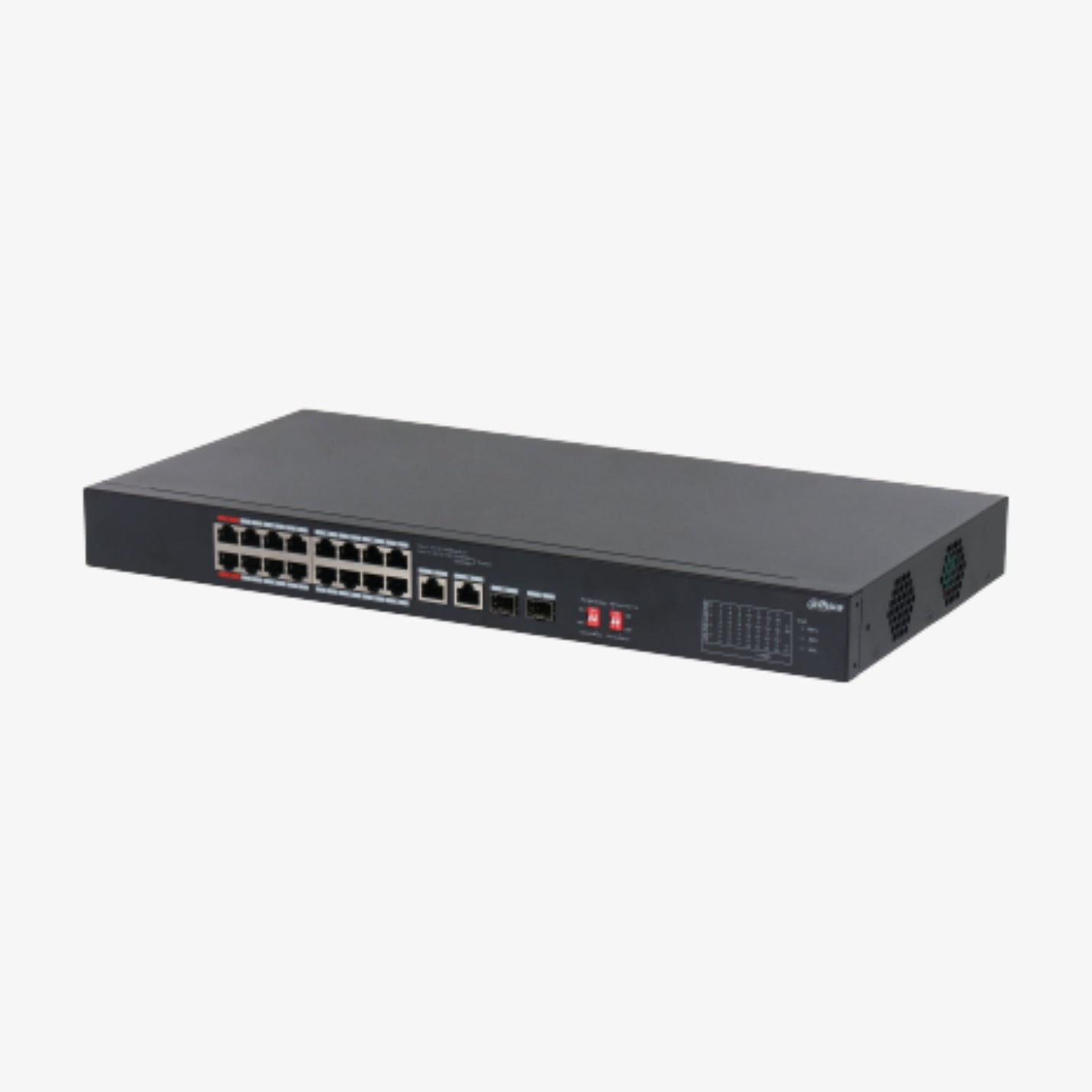 PFS3218-16ET-135 18-პორტიანი PoE ქსელური გამანაწილებელი 135W და 2 SFP Combo სლოტით / PFS3218-16ET-135 18-Port PoE Network Switch 135W with 2 SFP Combo Slots