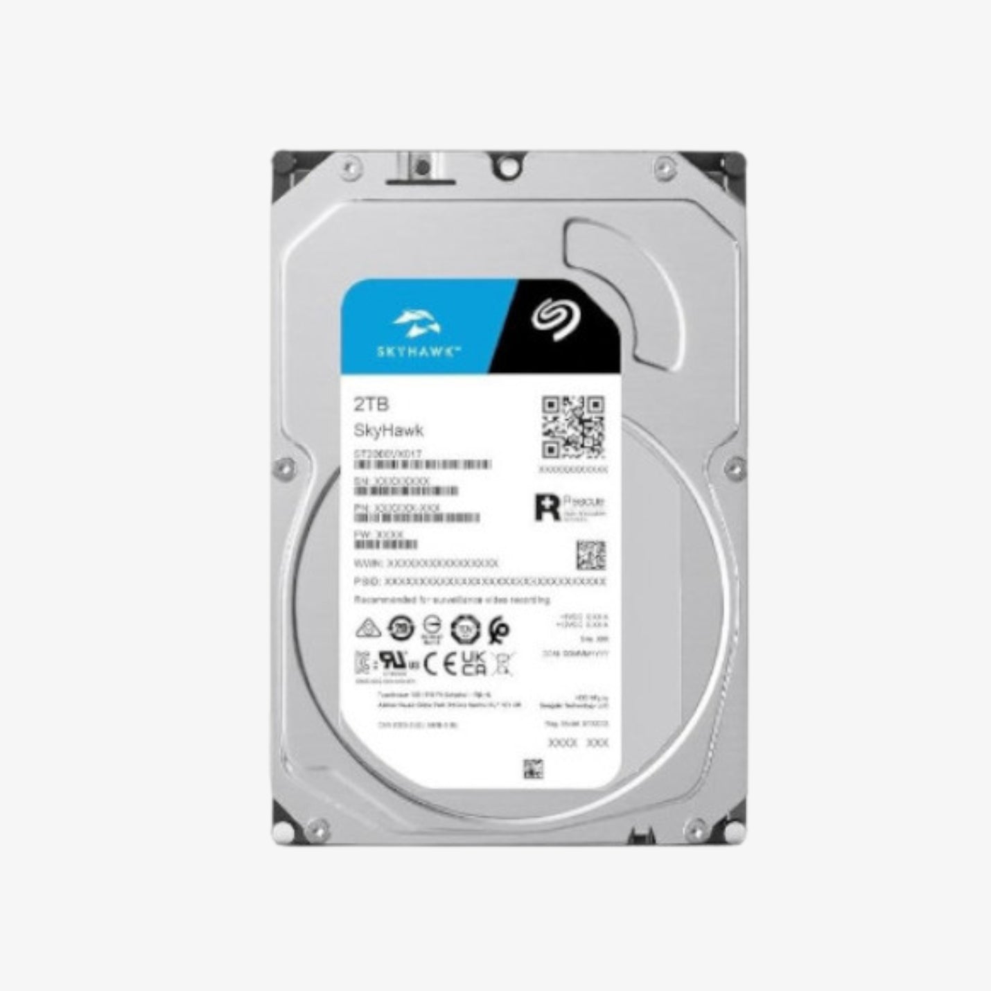 ვიდეომეთვალყურეობის სერიის მყარი დისკი SkyHawk 2TB განკუთვნილია 24/7 უწყვეტი ჩანაწერებისთვის DVR/NVR სისტემებში, გამორჩეულია მაღალ რესურსგამძლეობით, სიჩქარითა და სანდოობით — იდეალურია უსაფრთხოების პროფესიონალური შენახვისთვის / SkyHawk 2TB surveillance hard drive is built for 24/7 continuous recording in DVR and NVR systems, offering high endurance, speed, and reliability — perfect for professional-grade security storage.