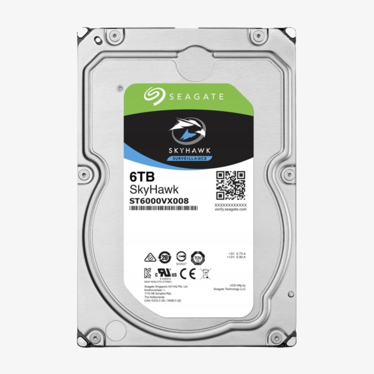 ვიდეომეთვალყურეობის სერიის მყარი დისკი SkyHawk ST6000VX008 6TB განკუთვნილია 24/7 რეჟიმში მაღალი დატვირთვით მუშაობისთვის, საშუალებას აძლევს ერთდროულად მრავალ კამერას ჩაწეროს გაუჩერებლად, უზრუნველყოფს მაღალი მოცულობის შენახვასა და ხანგრძლივ სანდოობას პროფესიონალური DVR/NVR სისტემებისთვის / SkyHawk ST6000VX008 6TB surveillance hard drive is engineered for 24/7 high-load recording, supporting multiple camera streams simultaneously with large-capacity storage and long-term reliability — ideal for professional DV